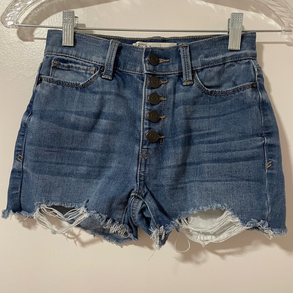 Mudd High-Rise Shortie Distressed Denim Shorts Sz 0